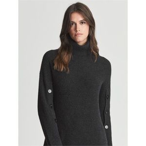 New REISS Maggie cashmere blend roll neck neck ribbed sweater dress Size XL